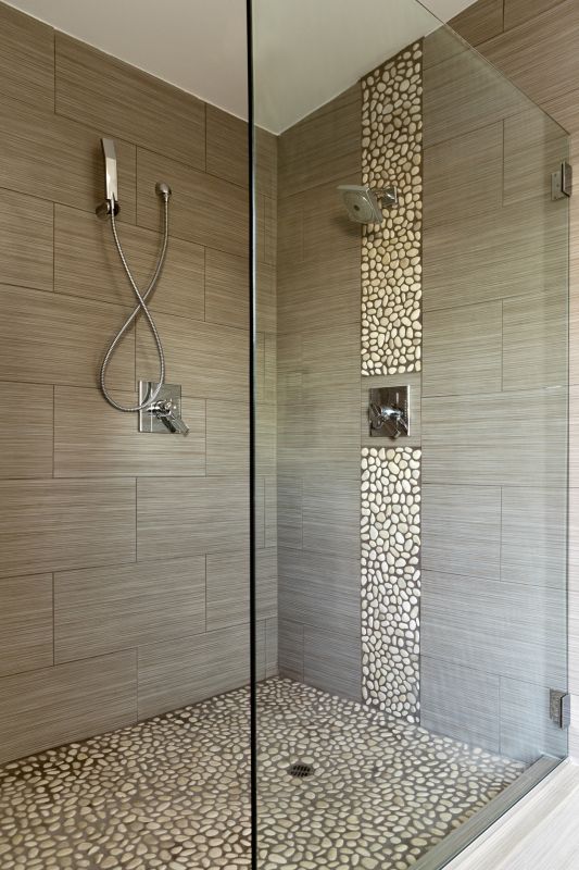 Contemporary Shower with Textured Tile